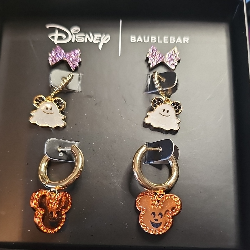 BaubleBar Disney Ghost and Mickey Earrings - Gold, Orange, Purple
